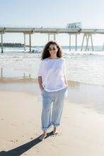 Load image into Gallery viewer, Kirra Linen Pants Blue Pinstripe