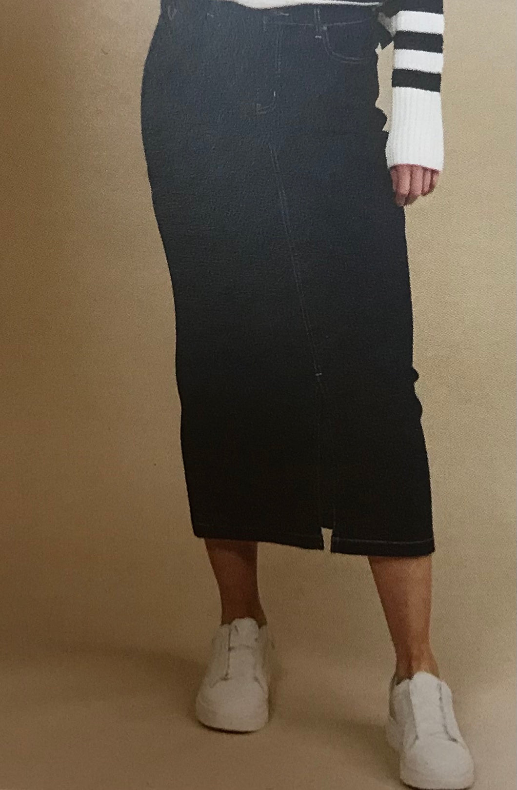 Vassilli Denim Skirt with Front Split  7056