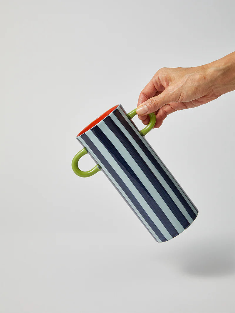 Griffe blue stripe tall vase