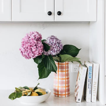 Pink and Orange Gingham Vase